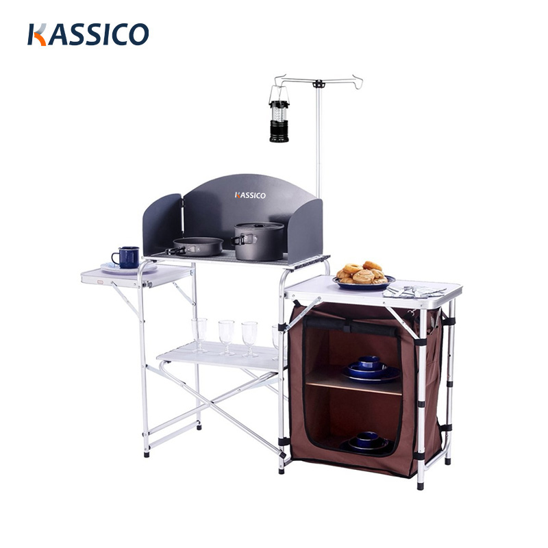 Outdoor Camping Cooking Table With Storage Organizer