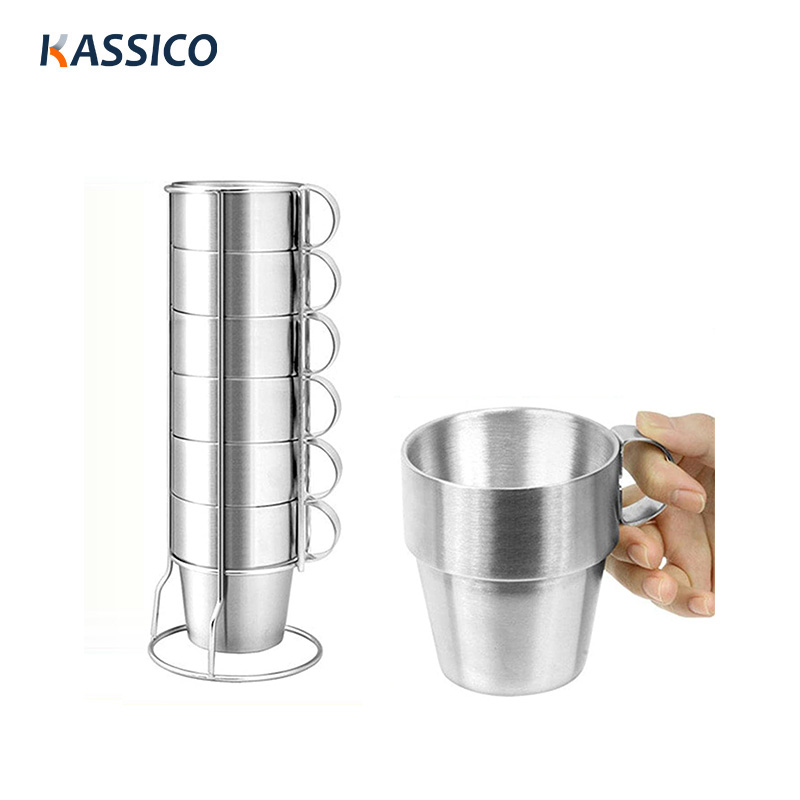 6pcs 10oz Stainless Steel Coffee Mug, Double Insulated Vacuum Drinking Cups with Handle