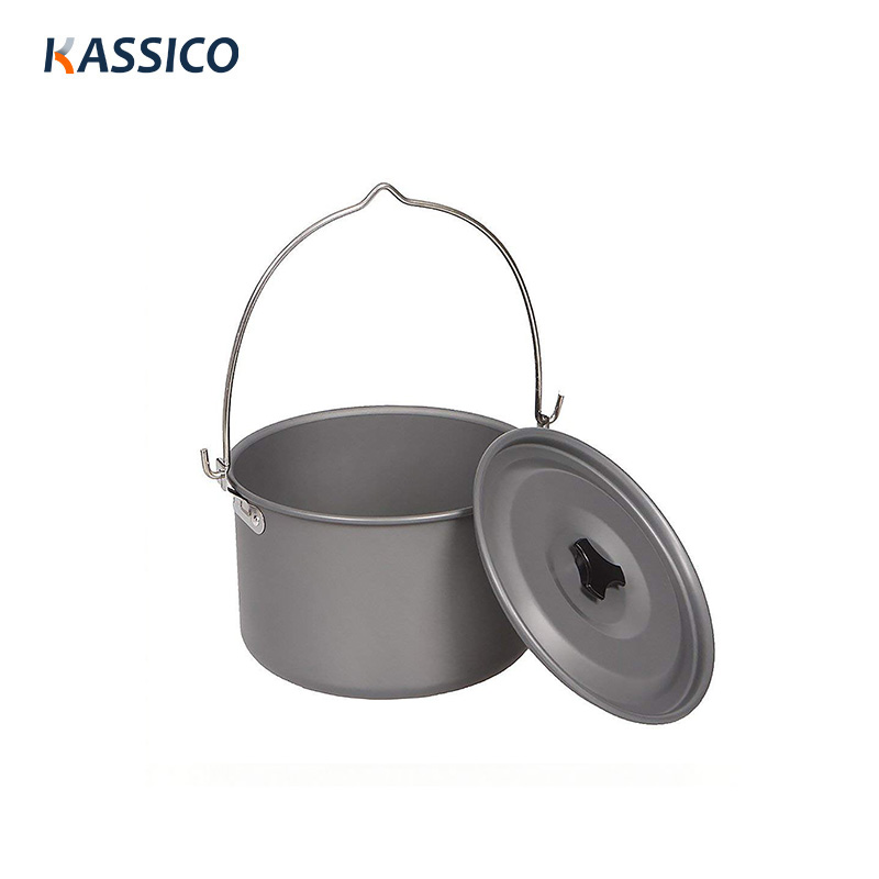4L Camping Cooking Hanging Pot For Backpacking Hiking Fishing Picnic