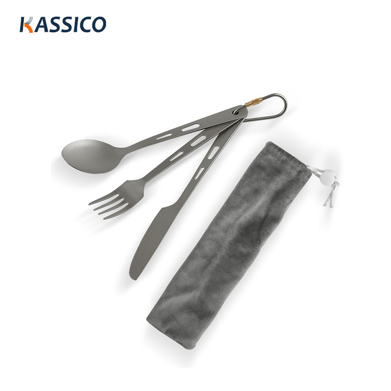 Ultralight Titanium Camping Dinnear Set: Spoon, Fork, Knife