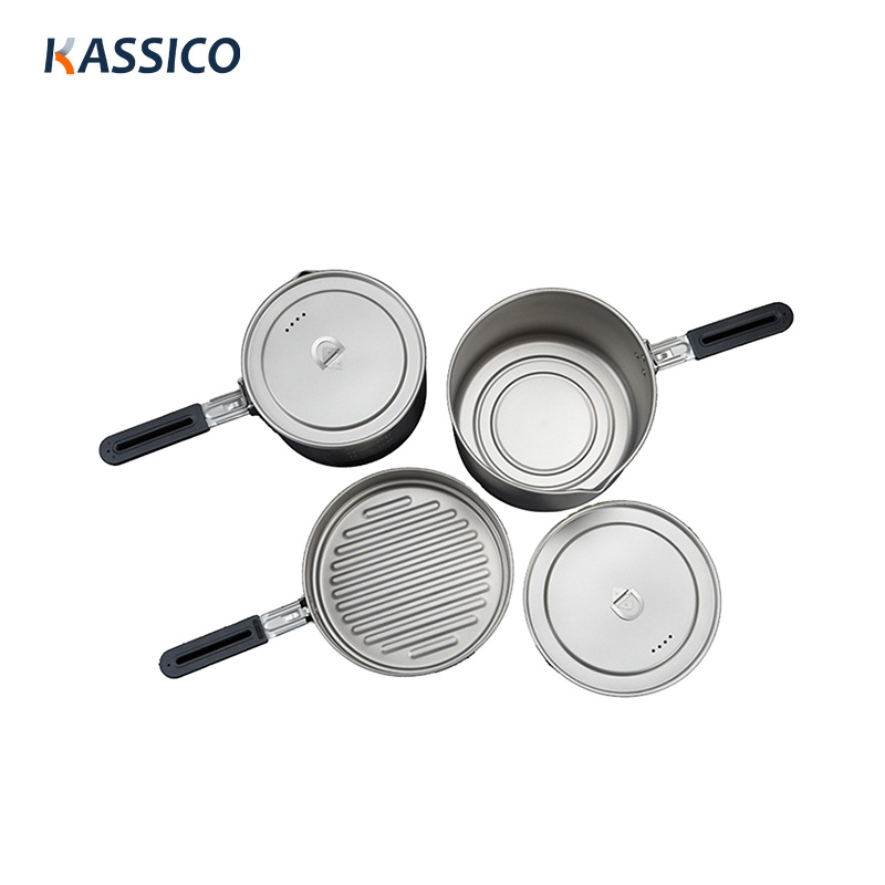 Titanium Camping Cookware Sets - Outdoor Cooking Pots, Frying Pans
