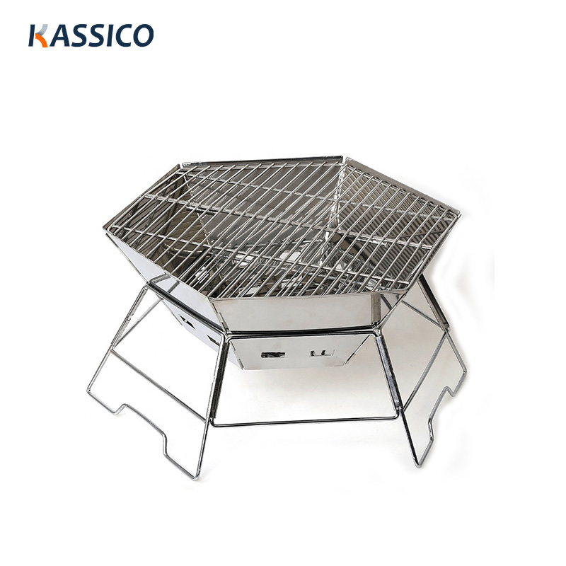 Six Corners Foldable Camping Wood & Charcoal Grills