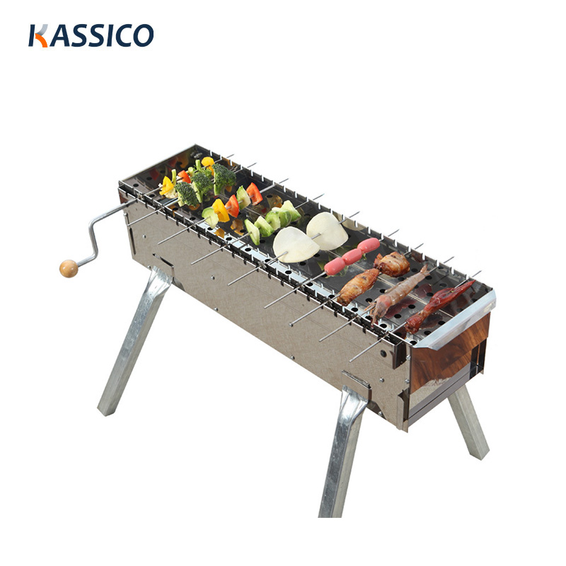 Stainless Steel Charcoal BBQ Grill With Stick 360 Rotation