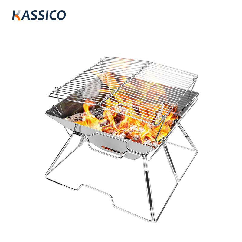 Folding Campfire Charcoal Grill Fire Pit - Outdoor Wood Stove Burner