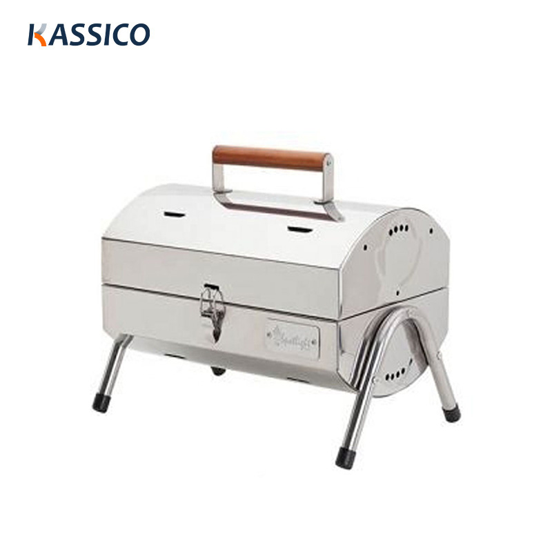 Stainless Steel Portable Double Barrel Charcoal BBQ Grill