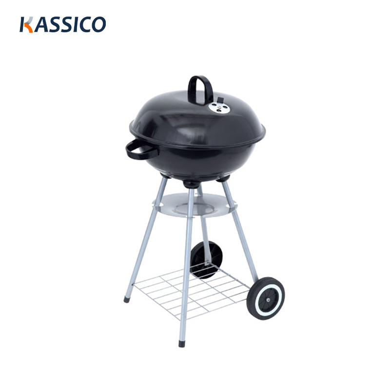 18" Black Kettle Charcoal Barbecue Grill For Outdoor, Backyard