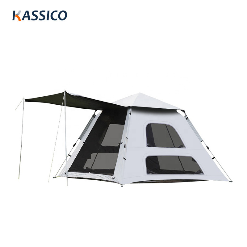 Vinyl Square Automatic Camping Family Tent with Sunshelter