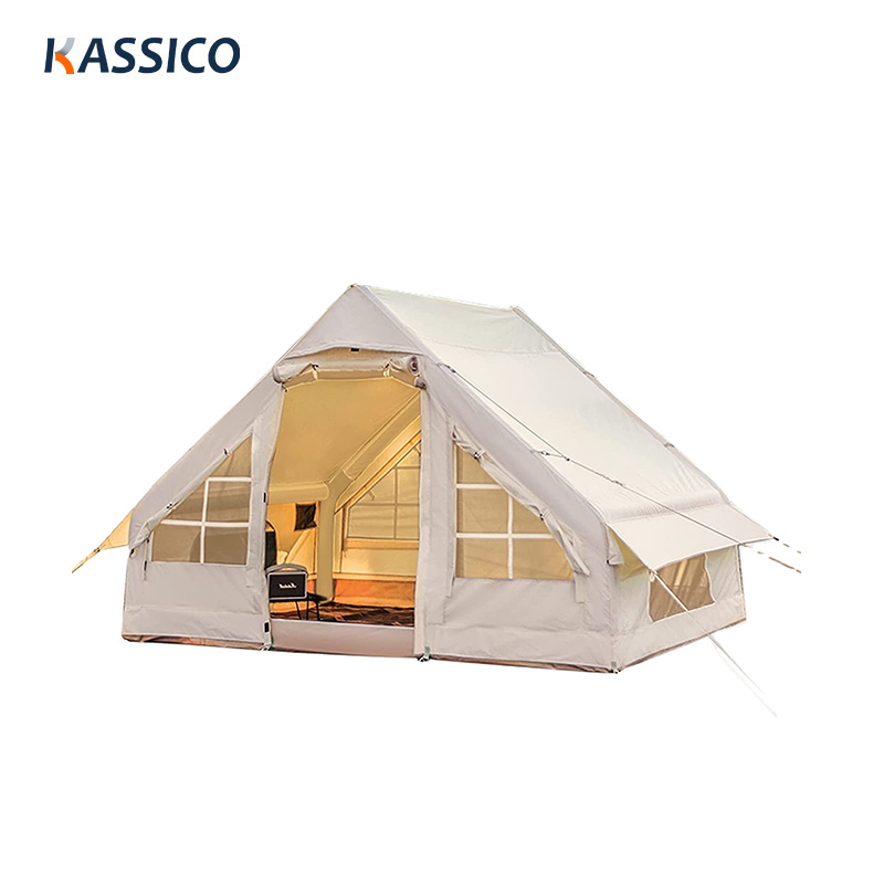 6.3/12㎡ Glamping Luxury Canvas Inflatable Tent With Air Pole