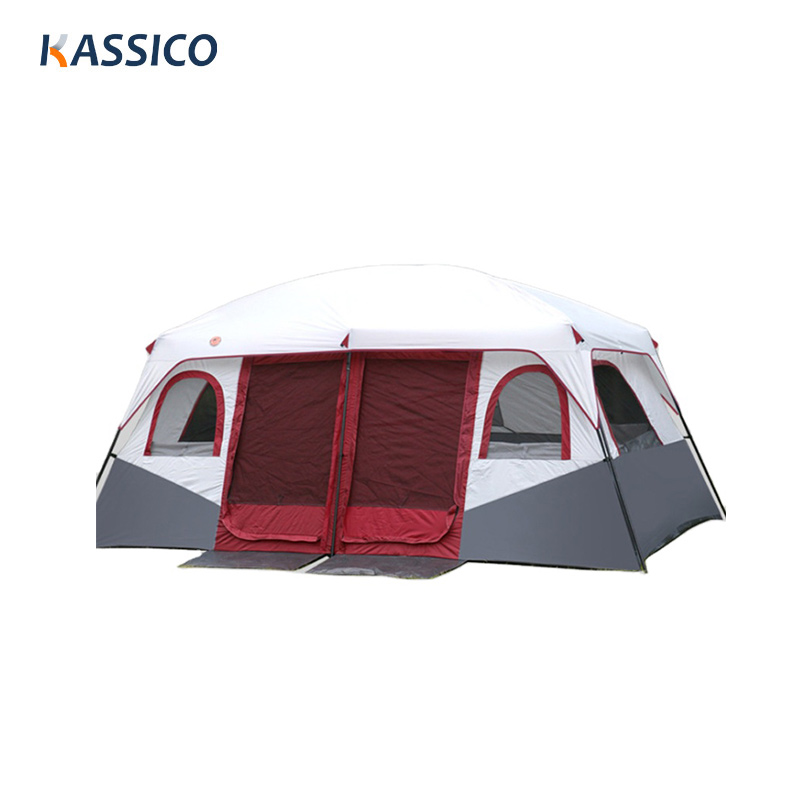 6-12 Person Double Layer Camping Tent With Two Bedrooms & One Living Room