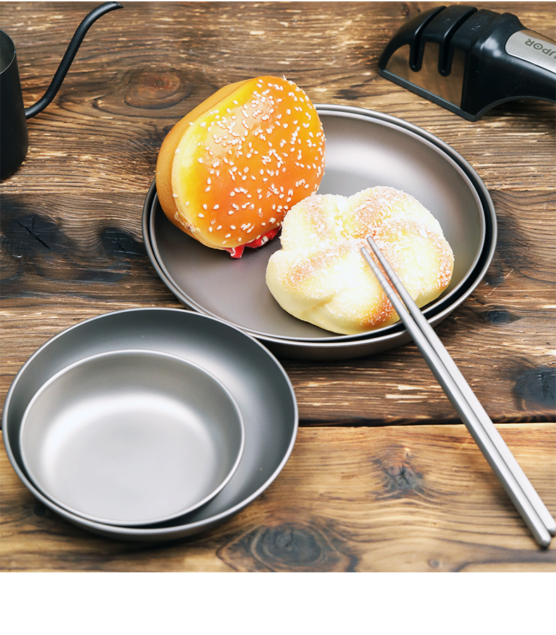 4pcs Ultralight Titanium Pan Camping Pan Dish