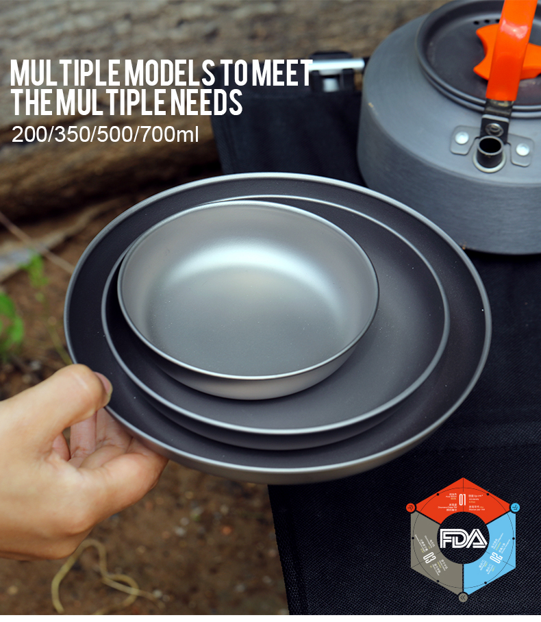 4pcs Ultralight Titanium Pan Camping Pan Dish