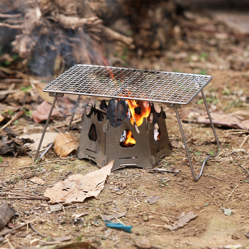 Titanium Charcoal BBQ Grill Barbecue Net Camping Outdoor Grill Net Camping hiking Titanium plate Titanium mesh