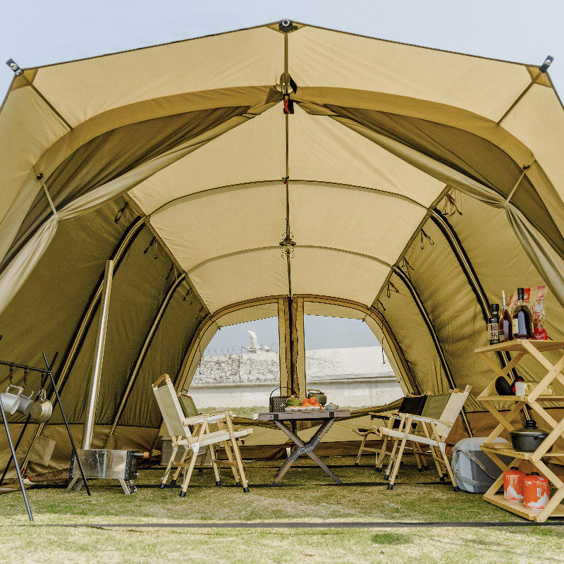 Double Layer Luxury Glamping Tunnel Tent For Family Camping