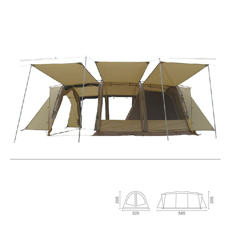 Double Layer Luxury Glamping Tunnel Tent For Family Camping