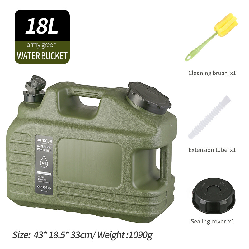18L HDPE Portable Water Bucket Faucet 3mm Thick Plastic Storage Tank