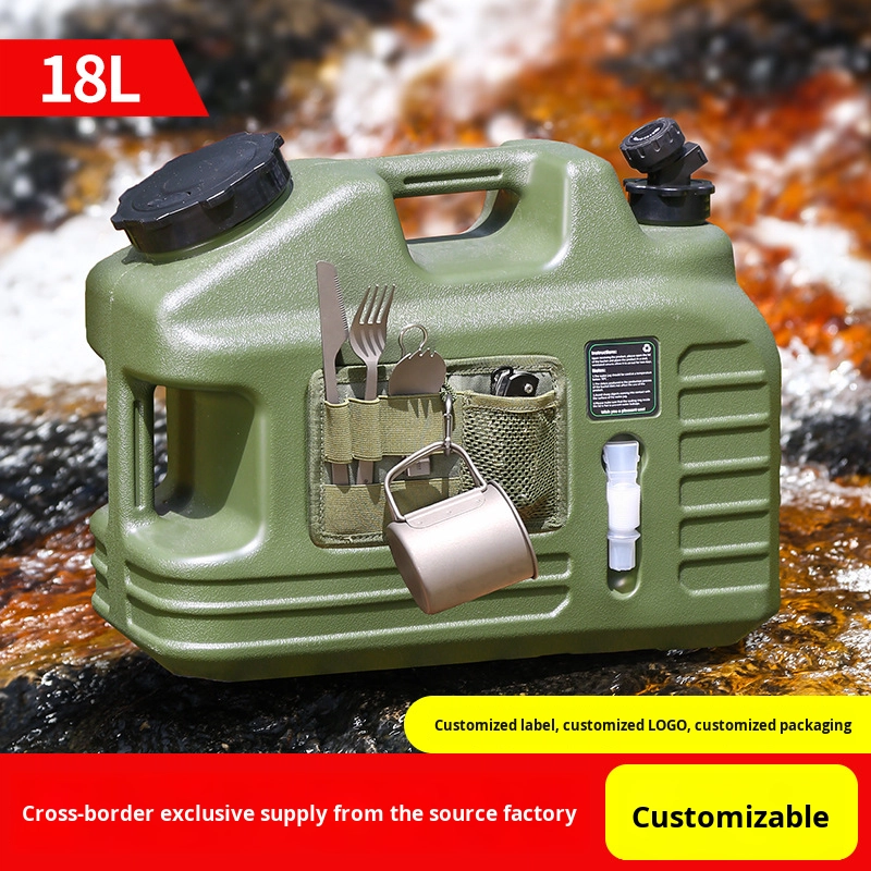 18L HDPE Portable Water Bucket Faucet 3mm Thick Plastic Storage Tank