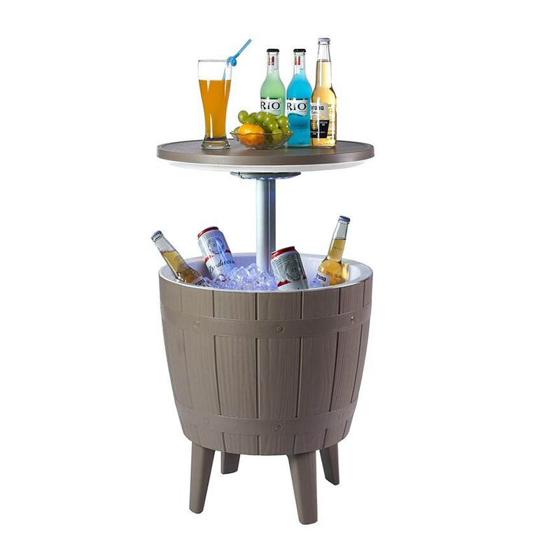 3-In-1 Outdoor Cooler Wicker Patio Furniture Cooler Ice Bucket for Bar Counter