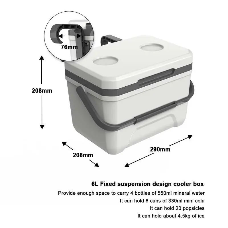 6L Small Portable Thermal Cooler Box Insulated Poolside Ice Cooler