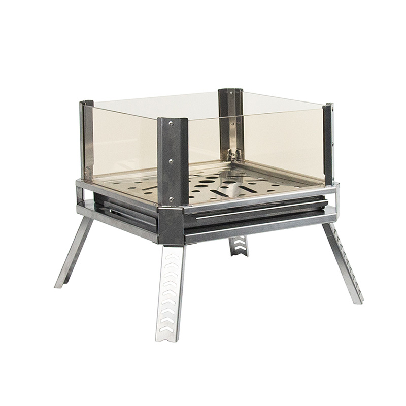 Portable square fire pit stainless steel for camping RV truck cooking and heating