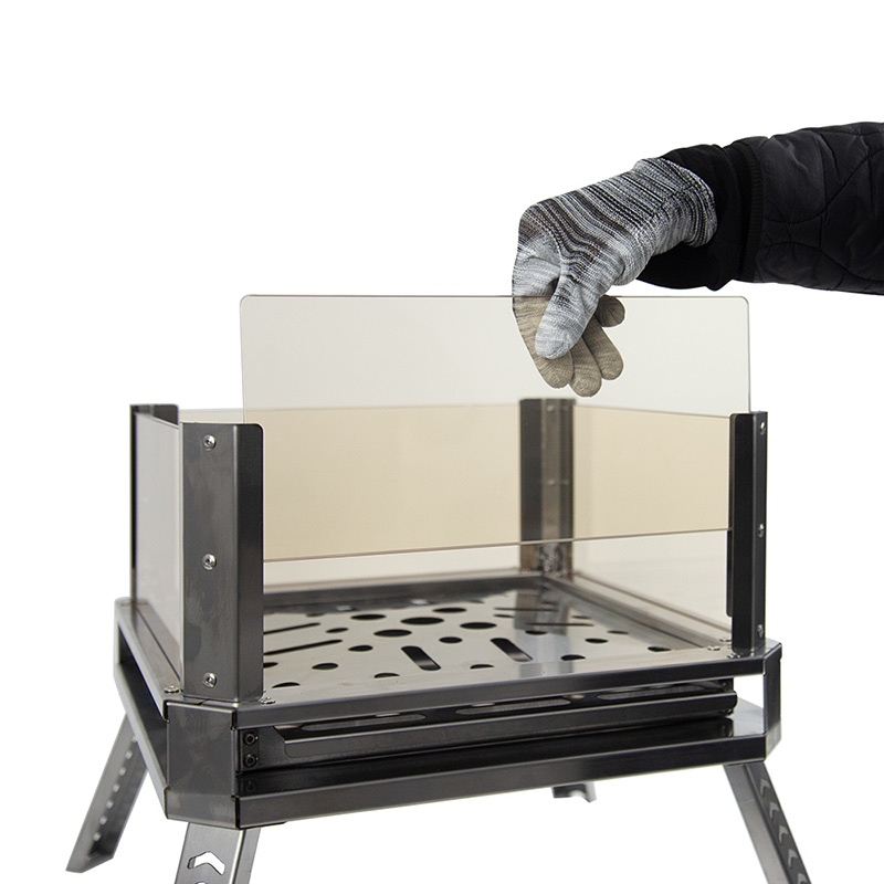 Portable square fire pit stainless steel for camping RV truck cooking and heating