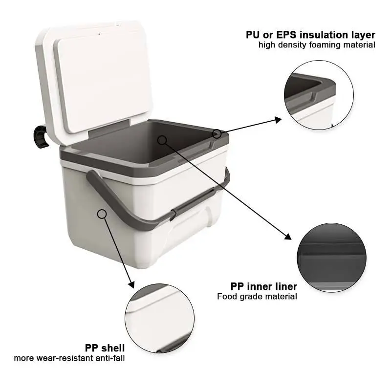 6L Small Portable Thermal Cooler Box Insulated Poolside Ice Cooler with Handle and Hanging Links for Above-Ground Pools