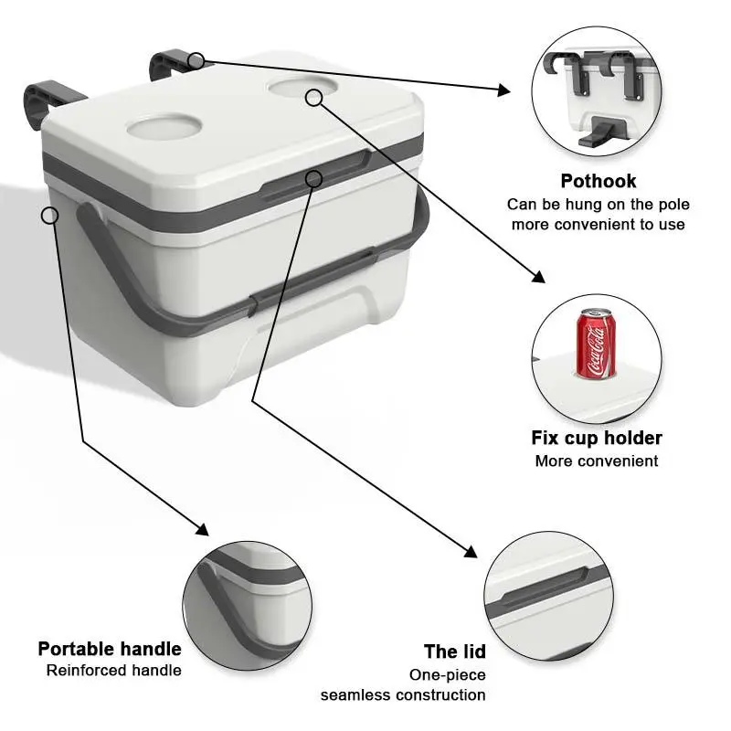 6L Small Portable Thermal Cooler Box Insulated Poolside Ice Cooler with Handle and Hanging Links for Above-Ground Pools
