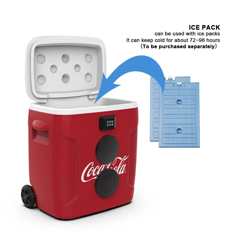 Music Audio Player Plastic Professional Mini Portable Water Trolley Cooler Box with Wheels and Speaker Accessories