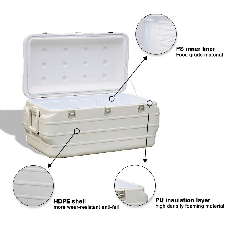 170L Large Capacity Polystyrene Insulated Plastic Transport Fish Cooler Box for Outdoor
