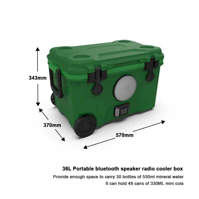 36L Portable Speaker Cooler Freezable Radio Leakproof Insulated Can Cooler Modern Waterproof Style for Travel Custom