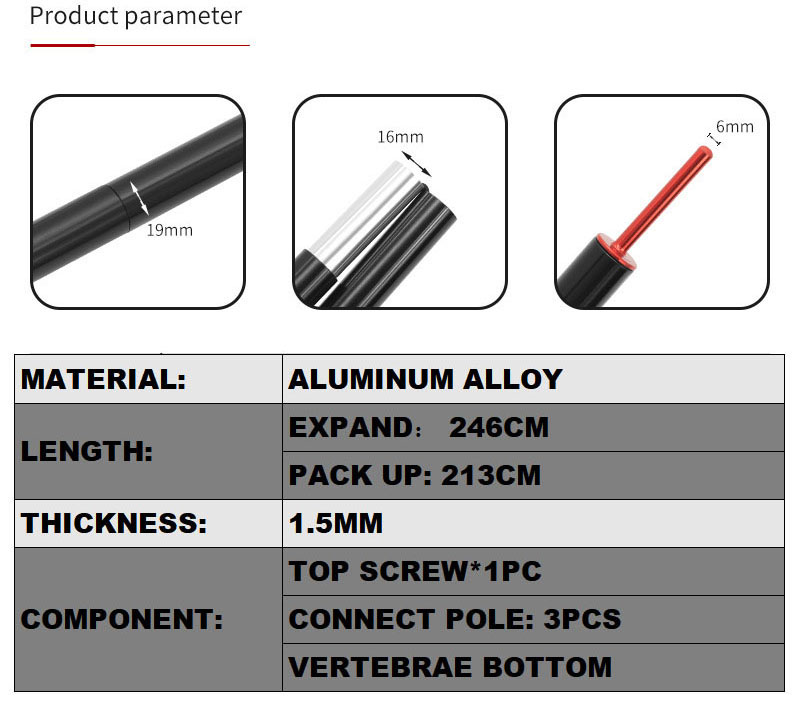 Aluminum tent stick outdoor camping canopy With 2.8Meter pole - KASSICO